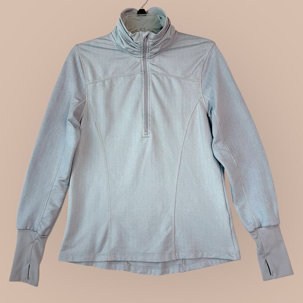 Mondetta Womens L Long Sleeves Activewear 1/4 Zip Athletic Top Thumb Hole Gray